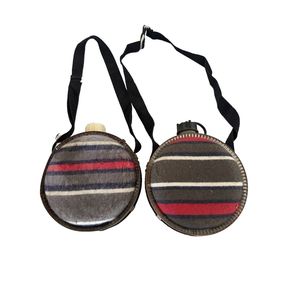 Rothco Blanket Covered Round Desert 2 Quart Canteen with Shoulder Strap Set of 2